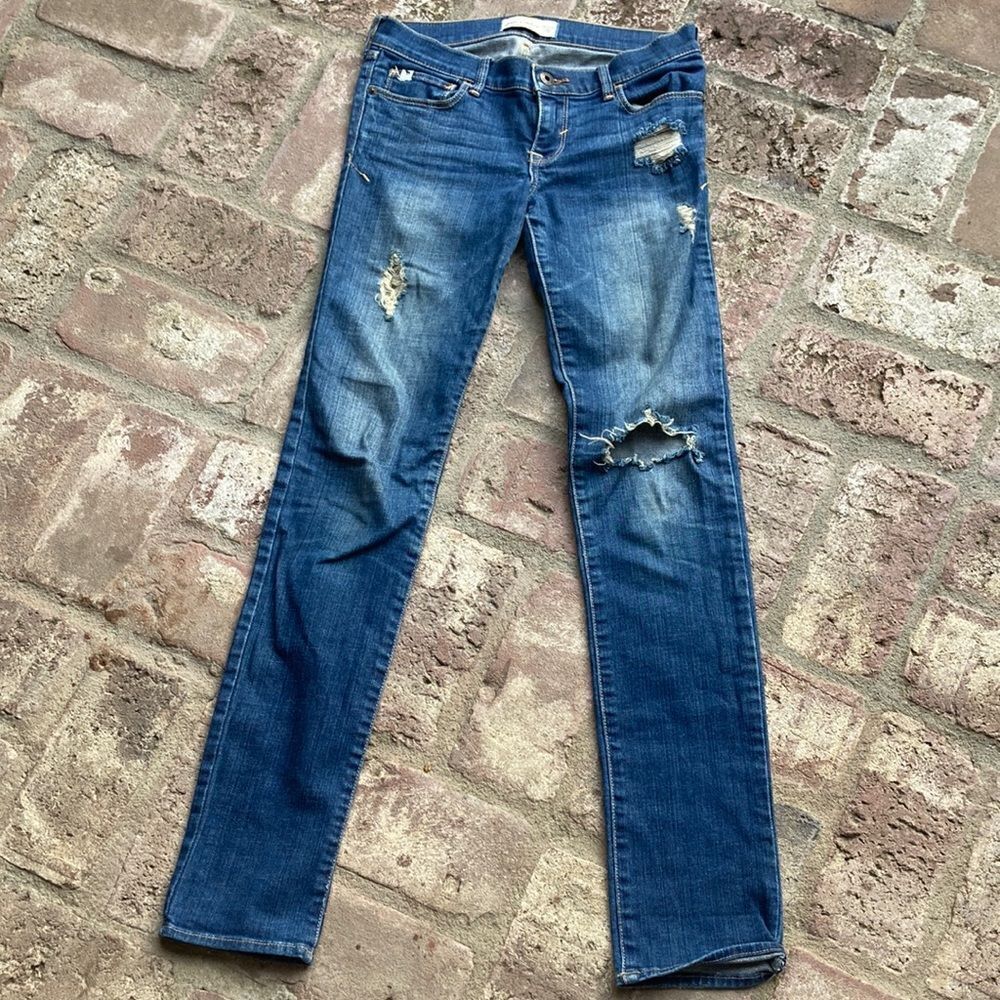 Abercrombie Kids Distressed Five Pocket Slim Denim Jeans Girls Size 16 Slim